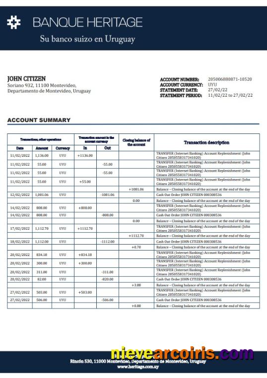 Uruguay Banque Heritage bank statement.doc